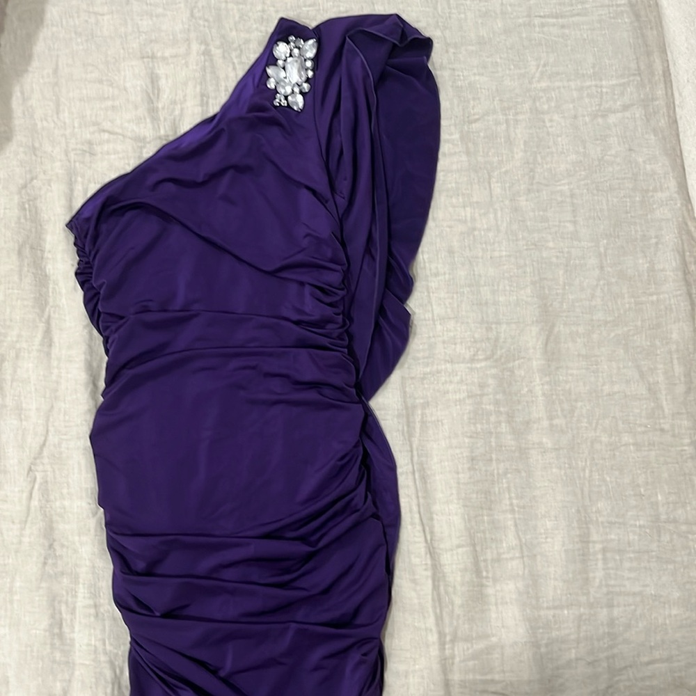 Purple one sleeve mini dress